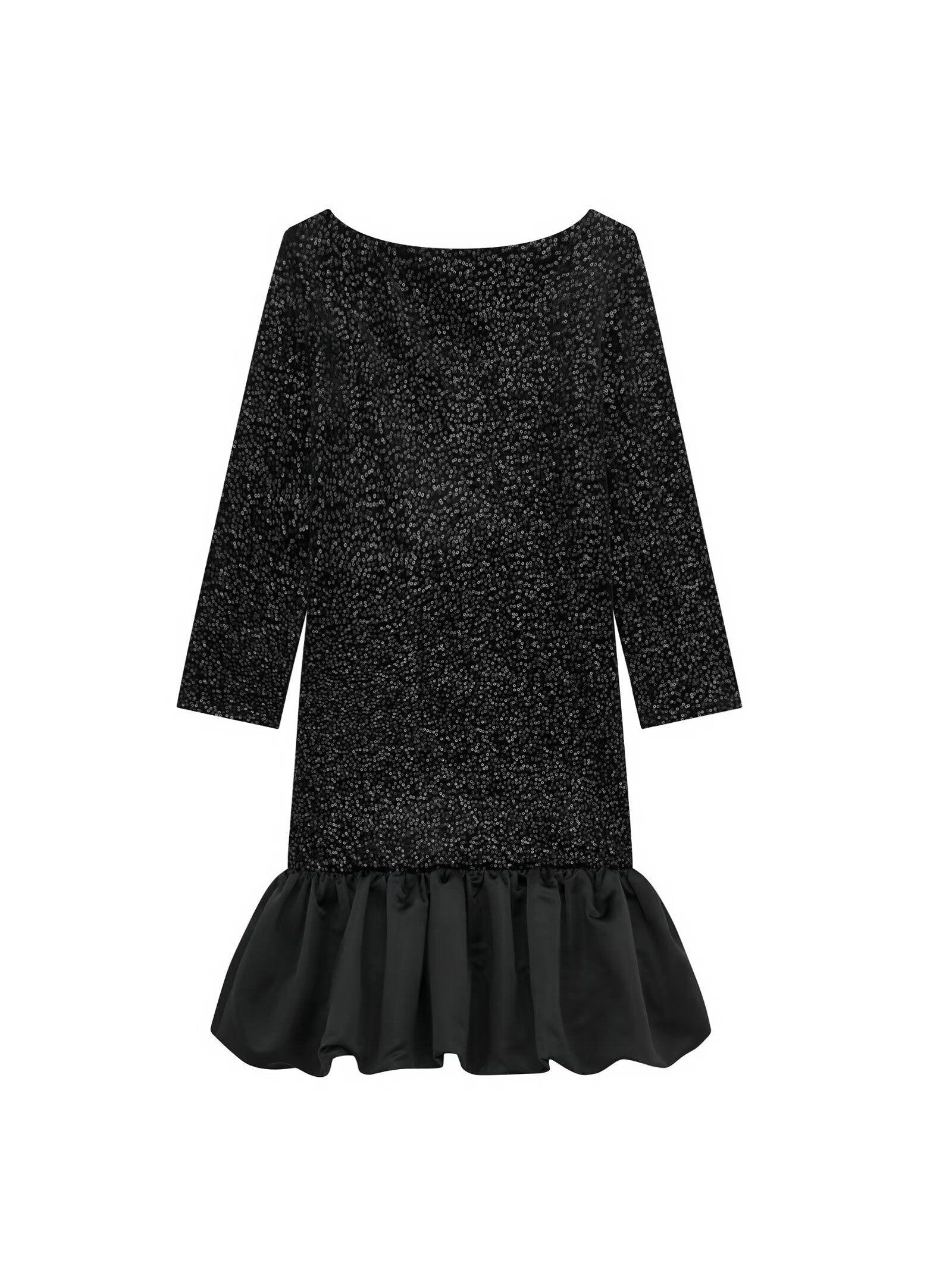 Sequins High Waist A line Ruffle Dress