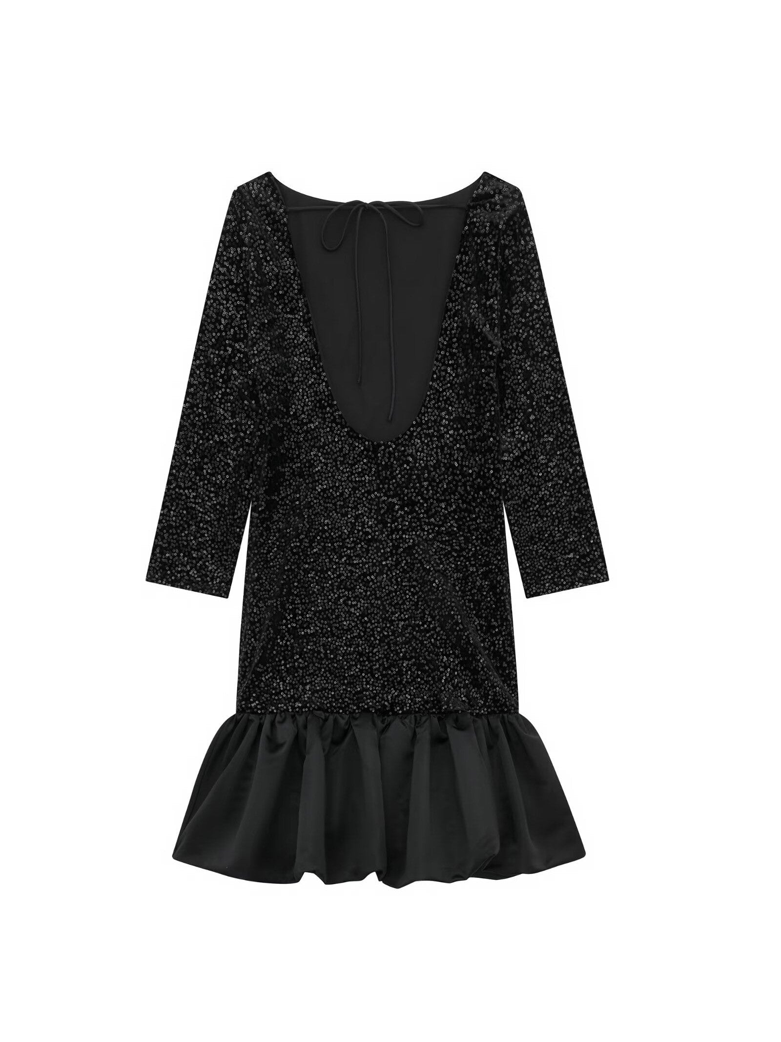 Sequins High Waist A line Ruffle Dress