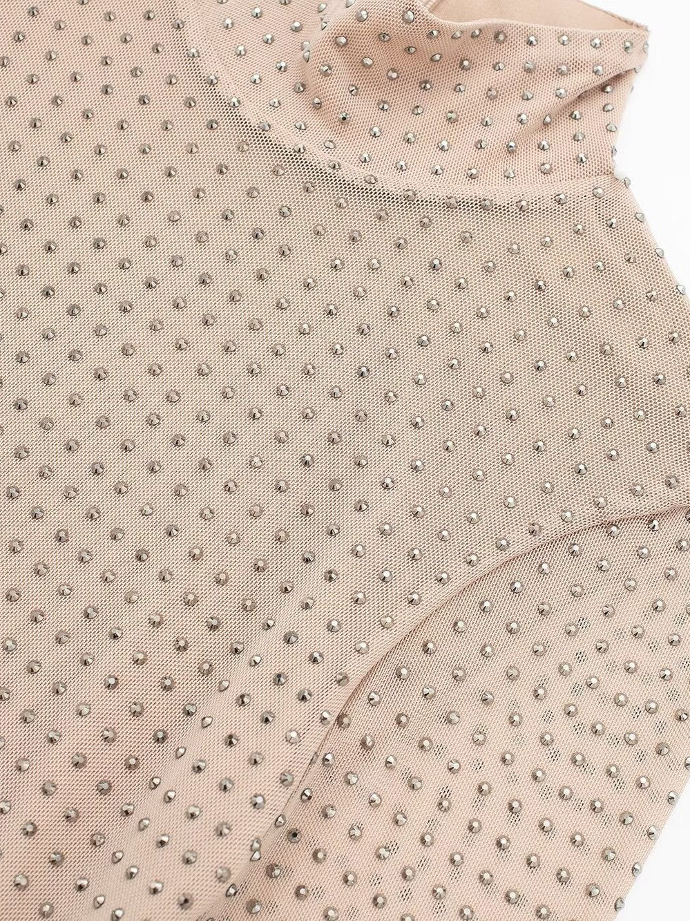Turtle Neck Mesh Rhinestone Bodysuit