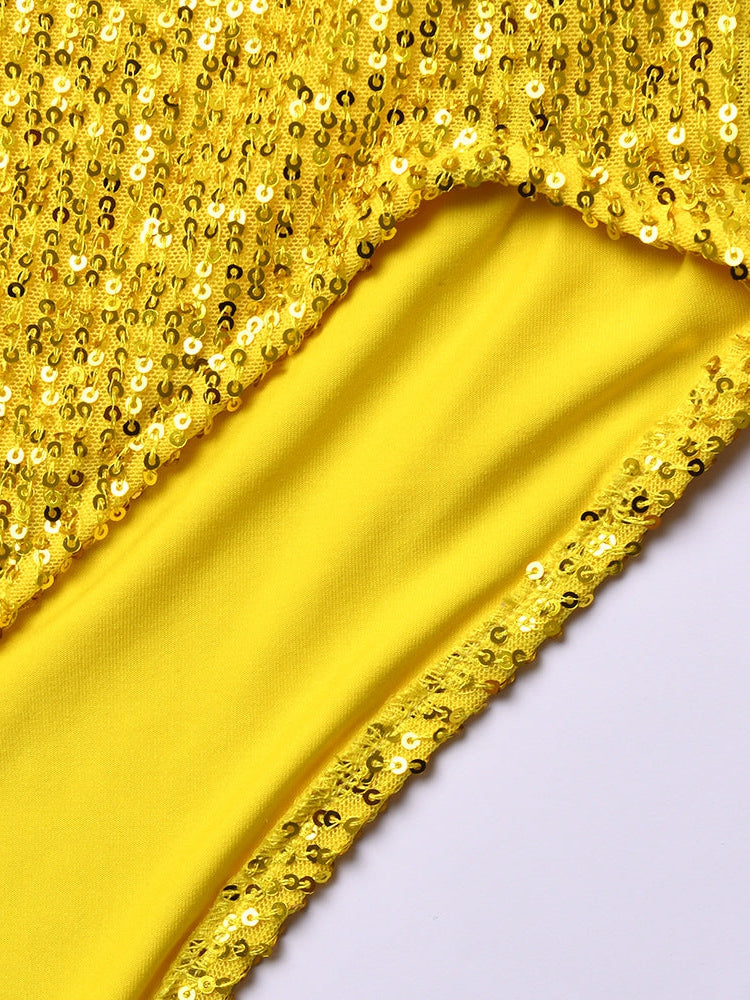 Sequins Tube Corset Asymmetric Dress