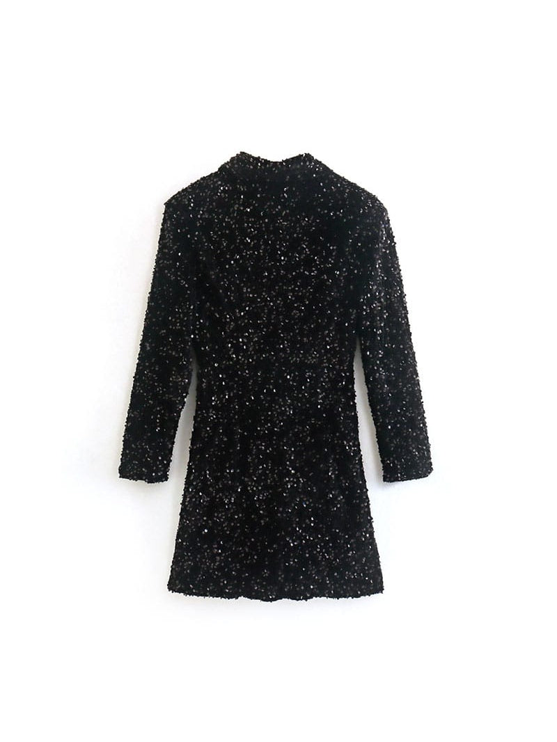 Black Sequins Blazer & Pants Coord Set