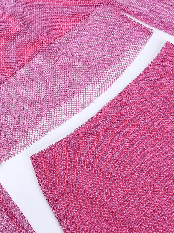 Apricot Mesh Top & Skirt Coord Set