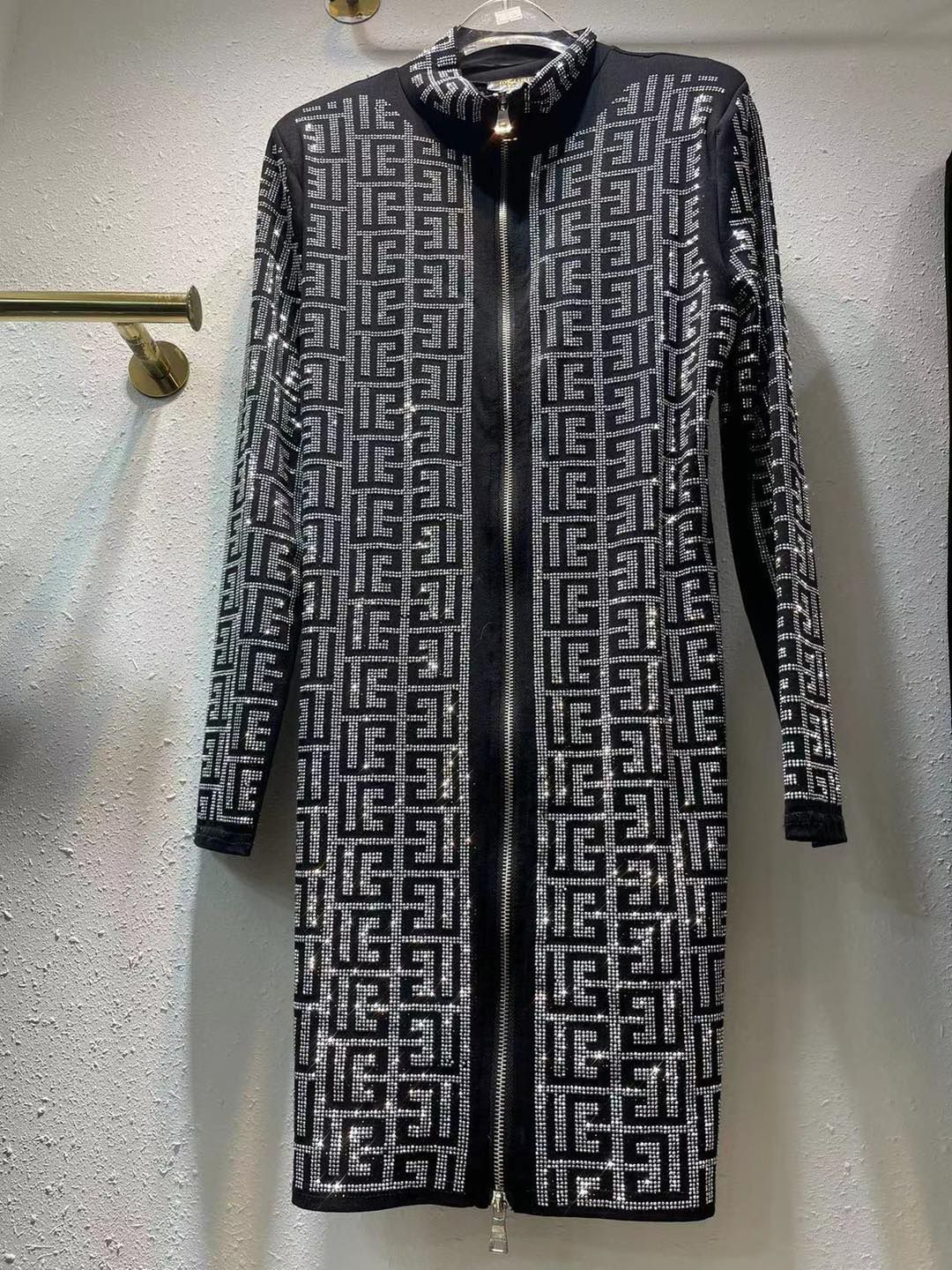 Print Rhinestone Chain Dress