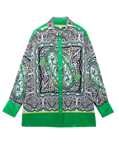 Designer Print Satin Shirt