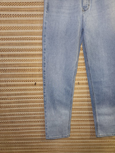 Blue High Waist Wide Leg Denim Pants