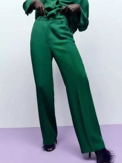 Feather Sleeves Blazer & Pants Coord Set