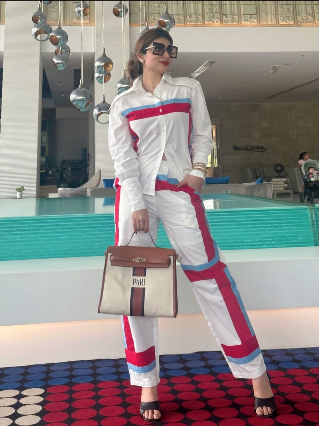 Red & White Shirt & Pants Coord Set