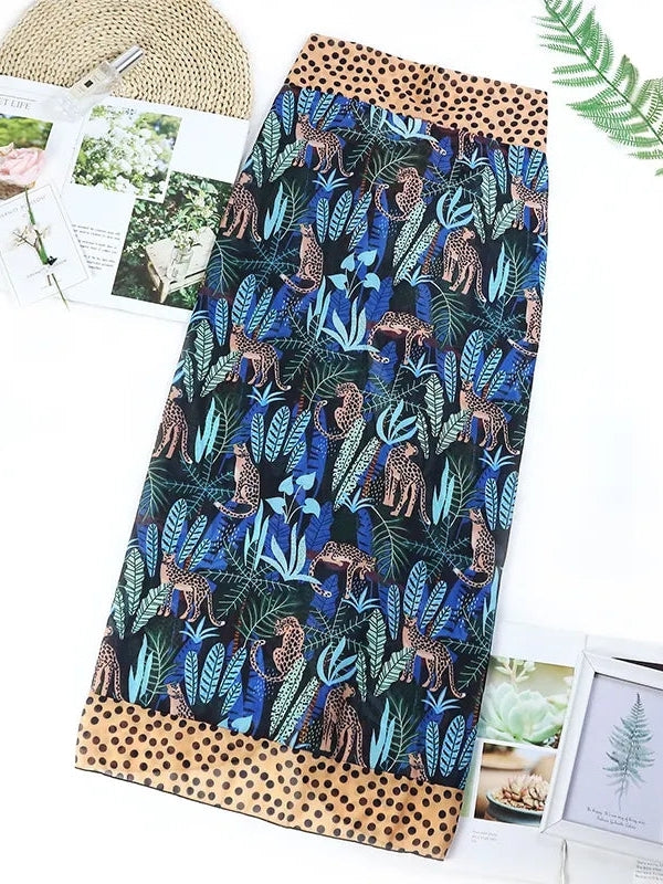 Tropical Print One Piece Bikini with Sarong Swimsuit Set