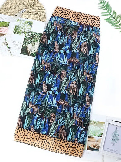 Tropical Print One Piece Bikini with Sarong Swimsuit Set