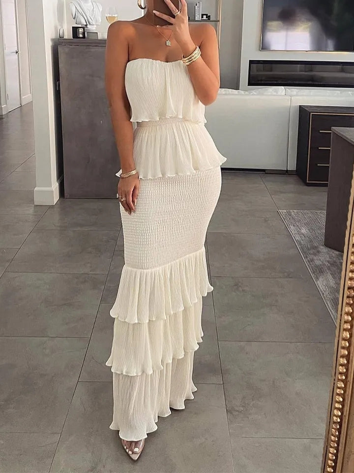 Ruffles Tube Maxi Dress