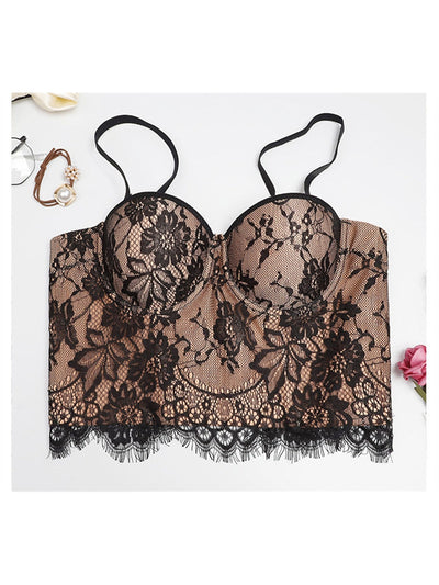 Flower Lace Print Bustier Bralette Top