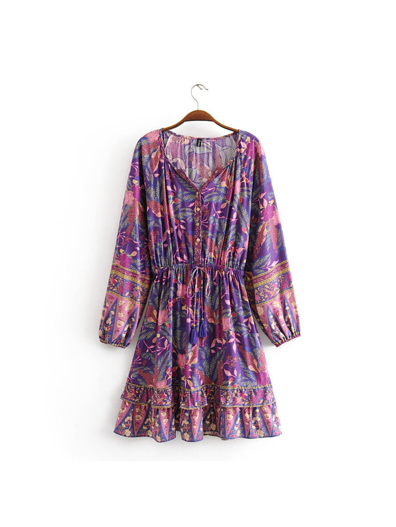 Rayon Tassel Elastic Waist Dress