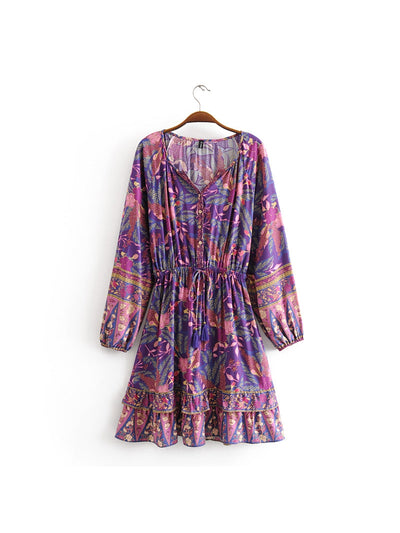 Rayon Tassel Elastic Waist Dress