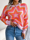 Star Print Long Sleeve Pullover Sweater