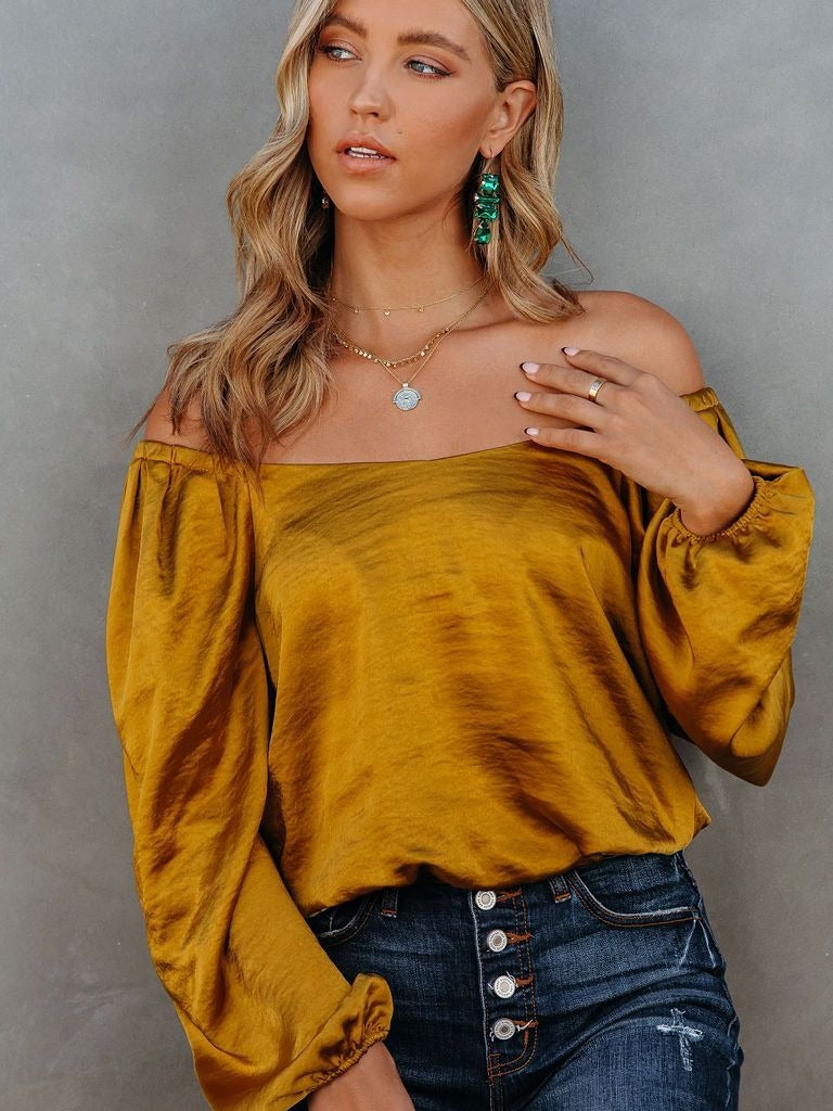 Off Shoulder Satin Loose Fitting Top