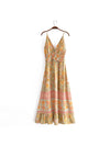 Spring Rayon Floral Flounce Tassel Dress