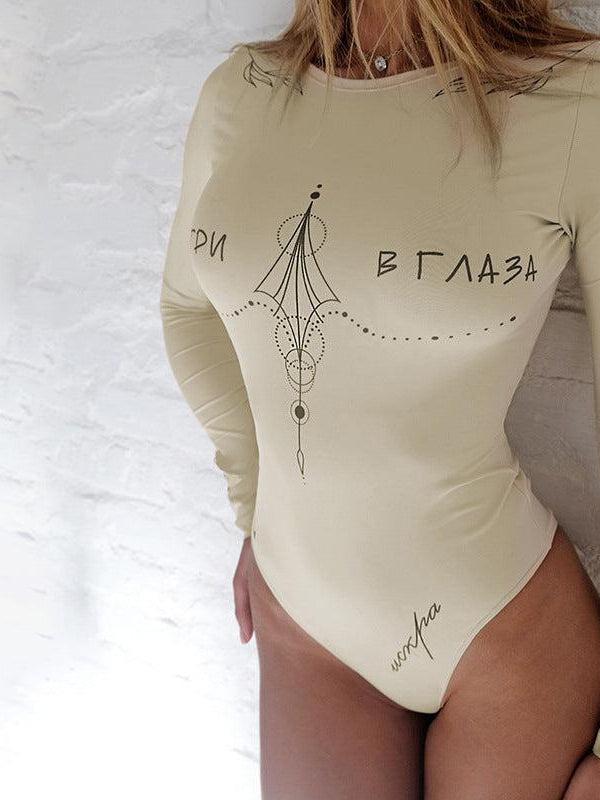 Printed Long Sleeve Bodysuit
