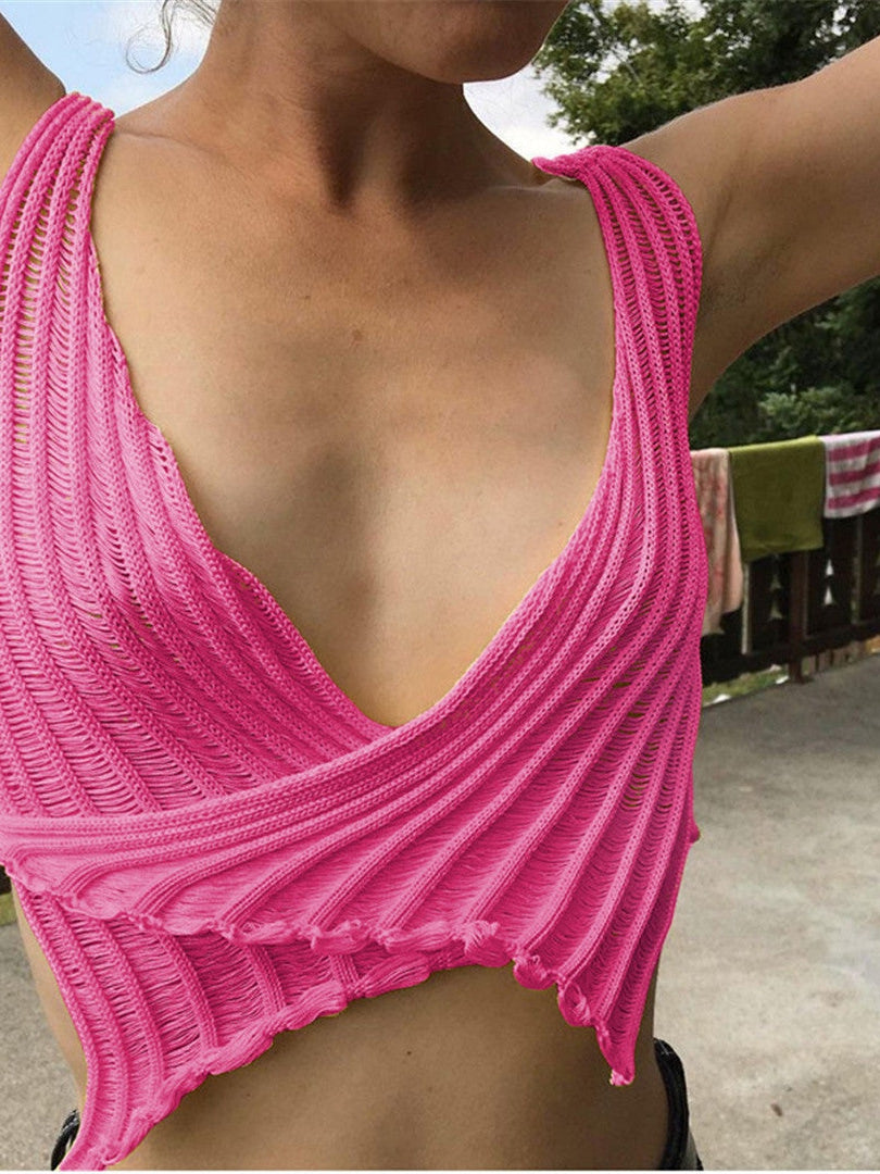 Hollow Out Camisole Sweater Vest