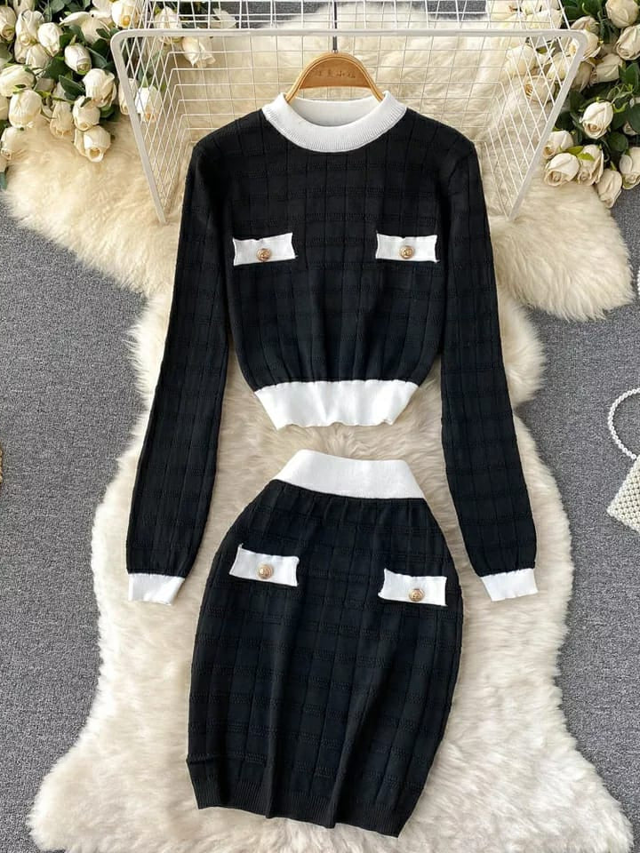 Woolen Top & Short Skirt Co-ord Set - Winter