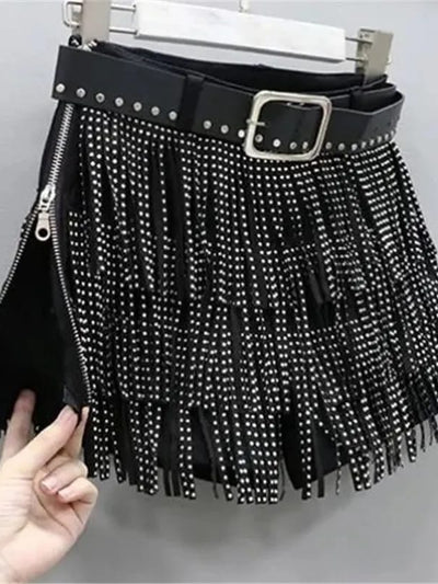Rhinestone Tassel Skirt