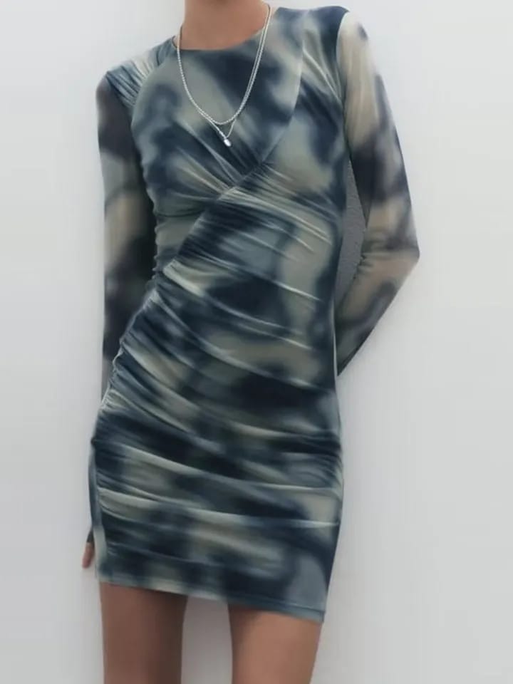 Tie & Dye Tulle Short Bodycon Dress