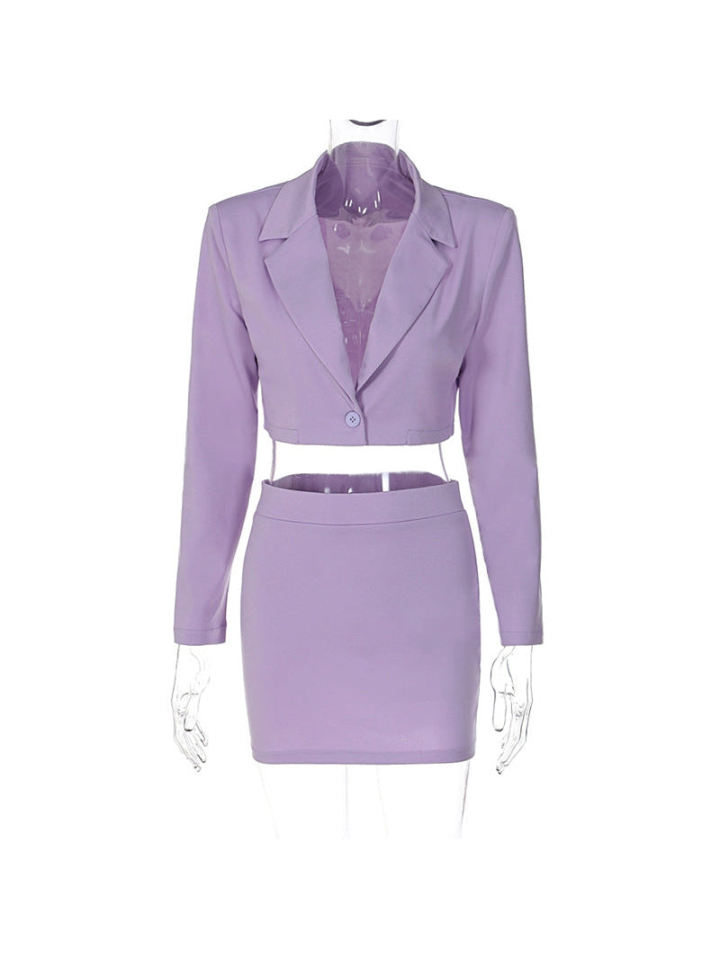 Crop Blazer & Skirts Coord Set