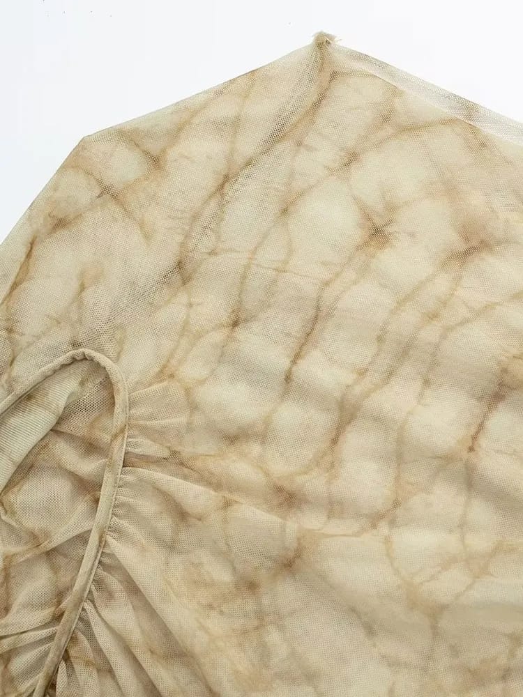 Tie & Dye Ruchet Tulle Mesh Top