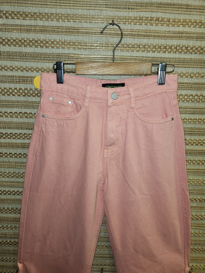 Peachish Pink High Waist Wide Leg Denim Pants