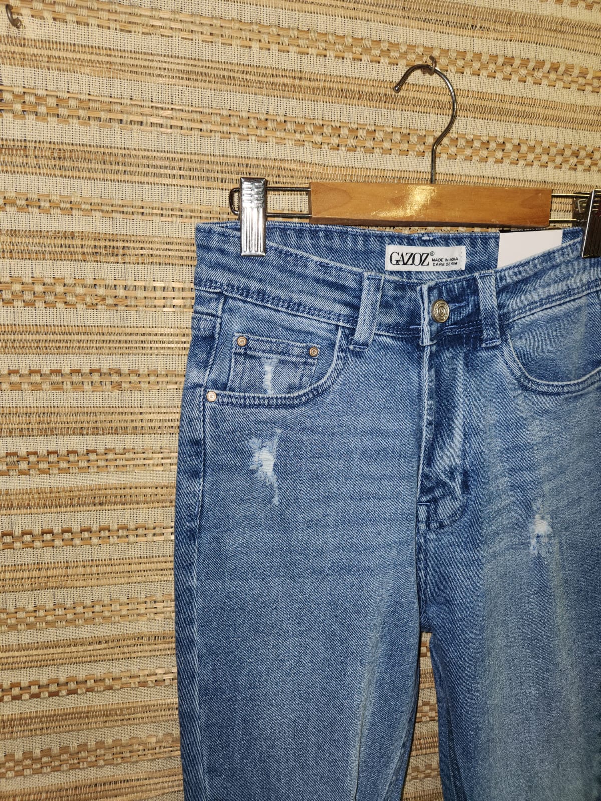 Blue High Waist Narrow Fit Denim Pants