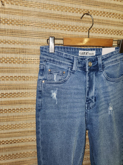 Blue High Waist Narrow Fit Denim Pants