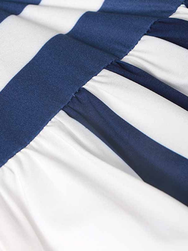 Suspender Lace up Mid Length Striped Loose Dress