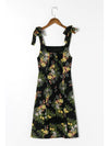 Floral Print Side Slit Strap Dress