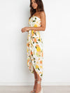 One Shoulder Floral Print Asymmetric Dress