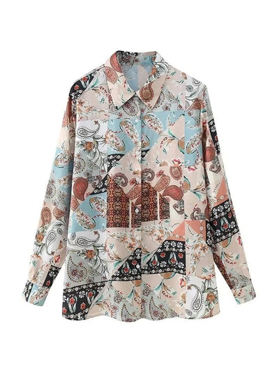 Vintage Print Satin Shirt