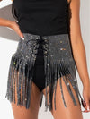 Rhinestone Sequin Tassel Fringe Skirt Belt