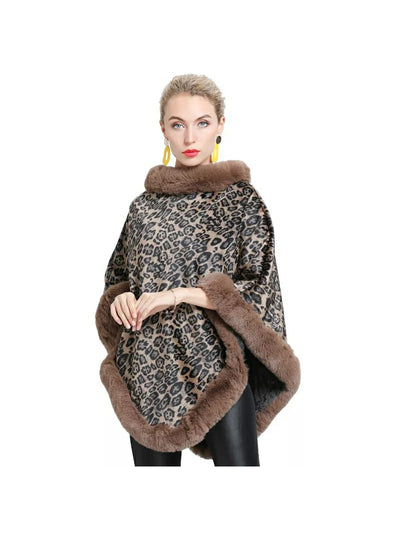 Faux Fur Woolen Poncho Coat