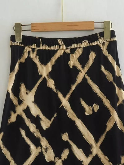 High Waist Satin A Line Skirt & Top