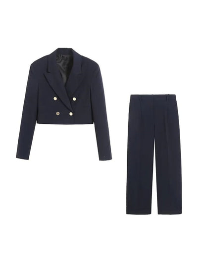 Crop Blazer & Wide Leg Pants Coord Set