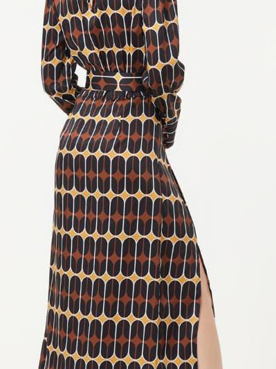 Satin Geometric Print Maxi Dress