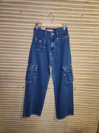 Loose Fit High Waist Wide Leg Denim Pants