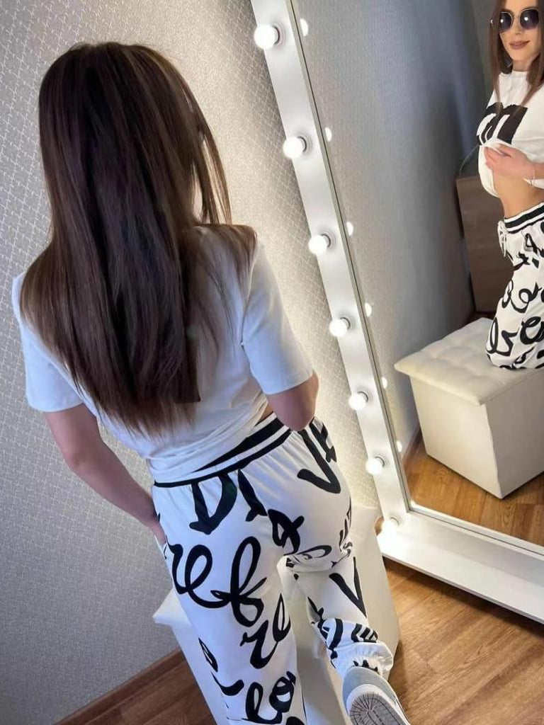 Print D G T-Shirt & Pants Coord Set