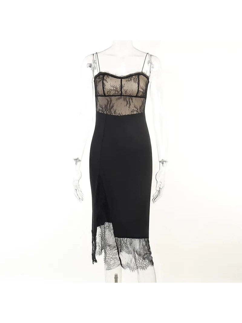 Spaghetti Strap Slip Mesh Dress