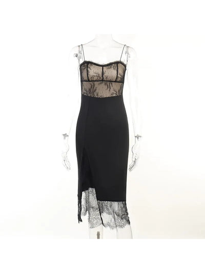 Spaghetti Strap Slip Mesh Dress