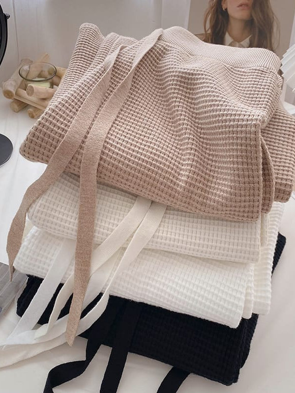 Soft Woolen Elastic Waist Palazzo Pants