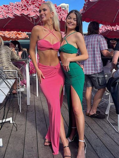 Tube Top & Slim Fit Slit Skirt Coord Set