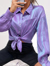 Purple Loose Metallic Shirt Top