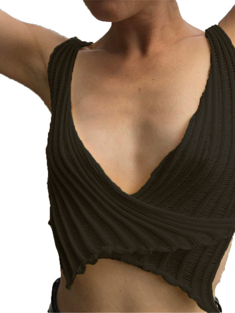 Hollow Out Camisole Sweater Vest