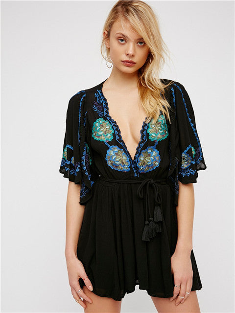 Summer Elegant Seaside Holiday Embroidered Dress