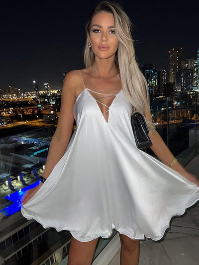 Hollow-out Camisole Chain Design Dress