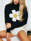 Flower Poached Egg Knitted Turtleneck Sweater Top